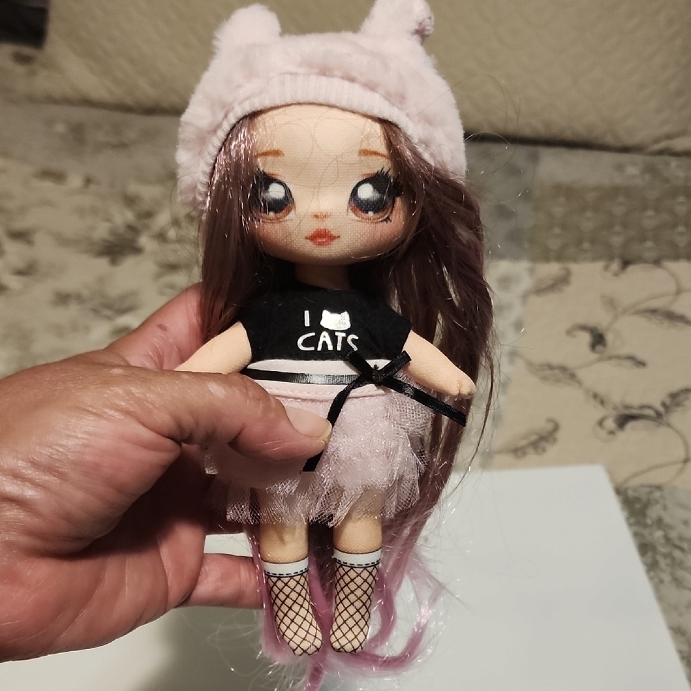 Cute Doll with Pink Hair and Outfit